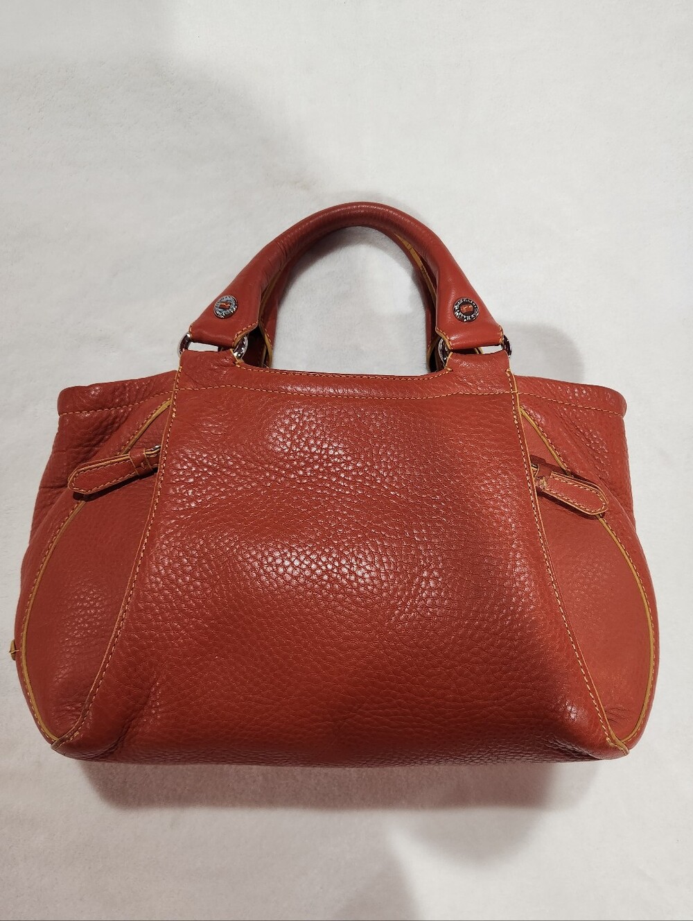 Cole Haan Orange Pebbled Leather Satchel Handbag